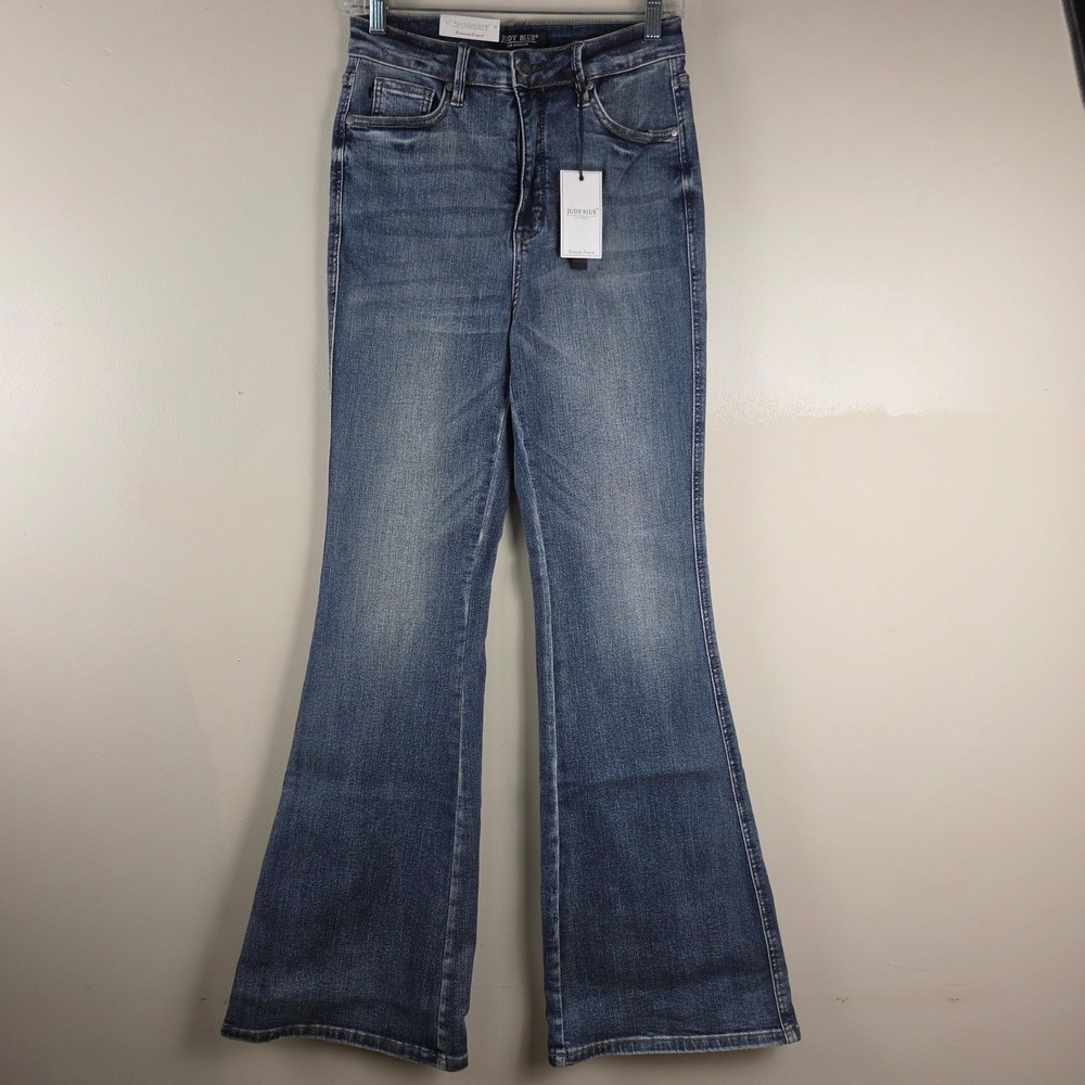 Judy Blue High Rise Tummy Control Wash Flare Jeans Blue Denim Size 9/29 NEW